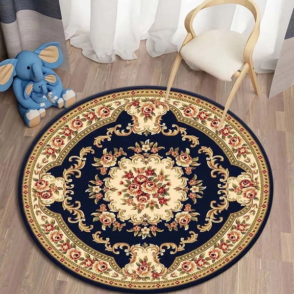 Round Persian Pattern Rug Bedroom Living Room Home r Rug Bohemian Anti-slip Area Rug Computer Chair Mat Yoga Round Mats