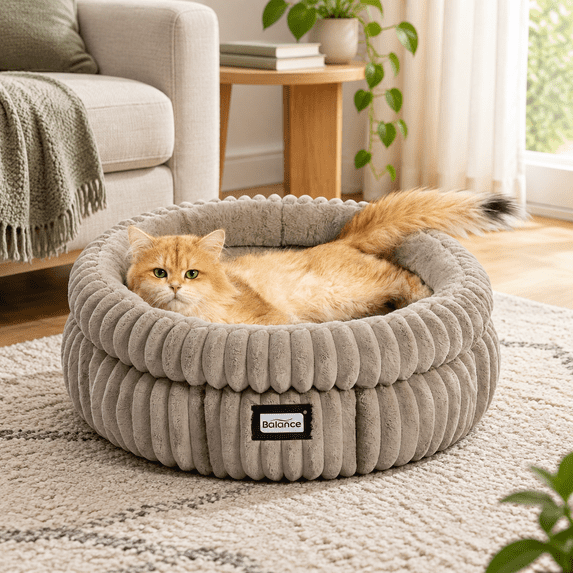 Windmill Recipe Create Round Pet Bed for Cats and Puppies, Wind Chime Design, 24.0