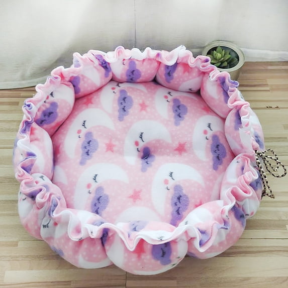 Round Pet Beds for Small Dogs and Cats, Thickened Soft Cute Pet Beds Mat for Pet Warmth Accessories 17.71x17.71 Inch Pink