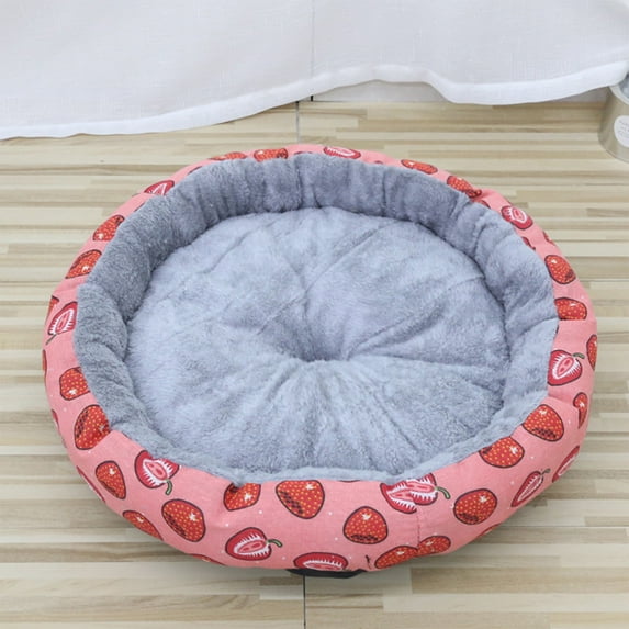 Round Pet Kennel Carrier Soft Comfortable Bed for Small Medium Dogs Cats Size 17.7 Inches (Red)