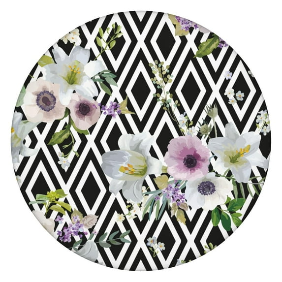 Round Picnic Table Cloth 100% Waterproof & Oil Proof, Elastic Fitted Table Cover for 45"-52" Round Tables, for Dining, Camping, Outdoor