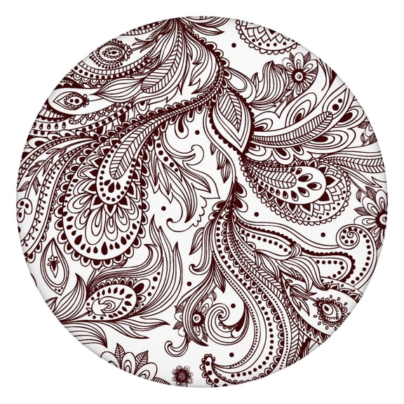 Round Picnic Tablecloth - Boho Floral Waterproof Stretch Cover for 44 Inch Tables, Scratch-Resistant Spill-Proof Fabric for Families & Hosts