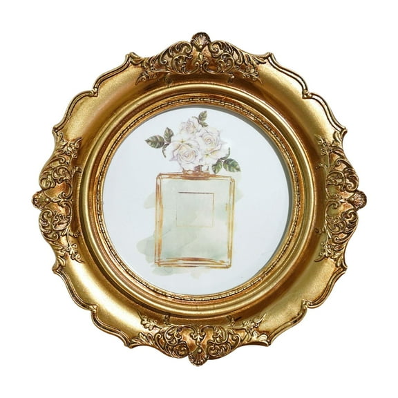 Round Picture Frame Photo Frame Wall Decor Vintage Style Gold Resin for Living Room Bedroom Gallery Art Display