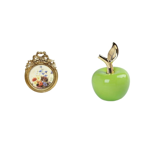 Round Picture Frame Vintage Photo Frame Ornate Resin Material Small Size for Bedroom Ornament