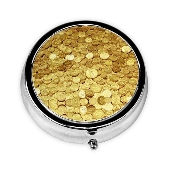 Round Pill Box 3 Compartment Medicine Pill Case Gold Coins Amazing Portable Pill Box For Pocket Purse Pill Box