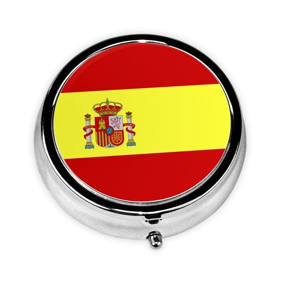 Round Pill Box 3 Compartment Medicine Pill Case Spanish Flag Portable Pill Box For Pocket Purse Pill Box