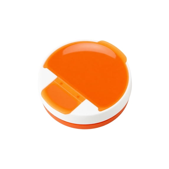 Round Pill Organizer 4 Compartment Orange Compact Case for Daily Travel