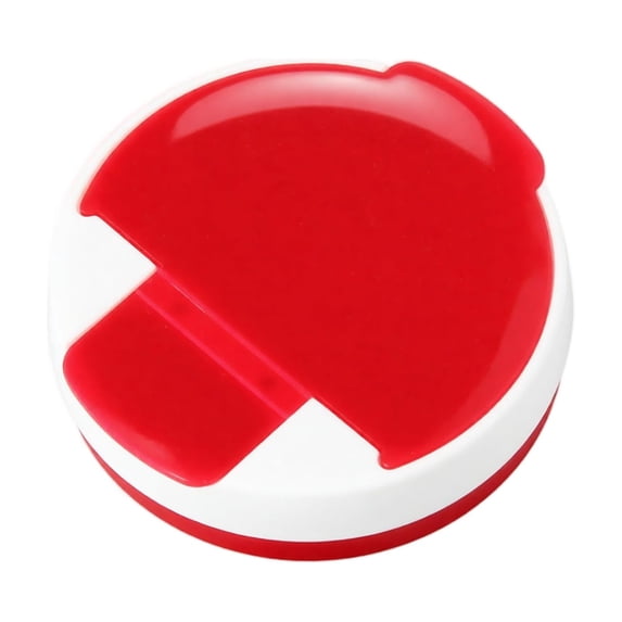 Round Pill Organizer 4 Compartment Red Small Case for Daily Travel Use