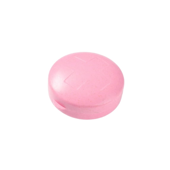 Round Pill Organizer Pink 5 Compartment Compact for Travel and Purses