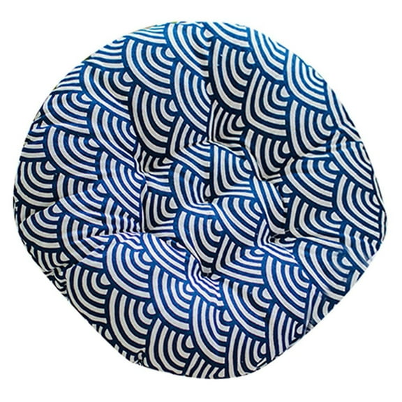 Round Pillow Floor Pillow Japanese Futon Chair Pad Tatami Floor Cushion Cushion for Living Room Balcony Outdoor Children's Play Area (Small Waves, 15.7")