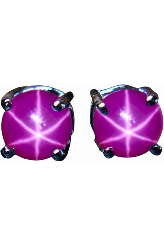 Round Pink Star Earrings for Bride - Stunning Pink Ruby Star Earrings 925 Sterling Silver Sparkling Sapphire Studs, Elegant Bridal Jewelry Gift Gold Vermeil