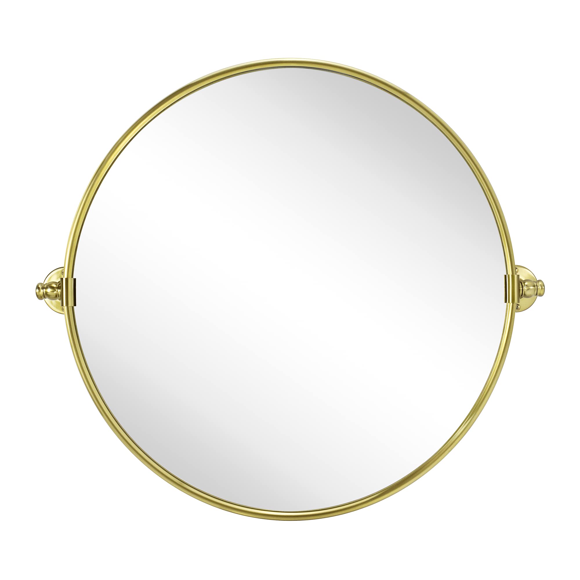 Round Pivot Bathroom Mirror Gold Circle Metal Framed Tilting Beveled