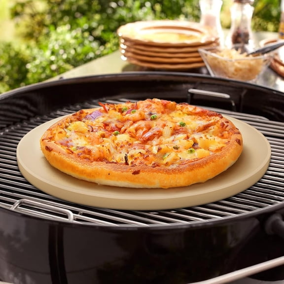 Round Pizza & Bread Baking Stone + 15" Heavy-Duty Cordierite Stone + Limited Sale + Includes Scraper for Easy Pizza & Bread Baking + Ideal for Home Chefs
