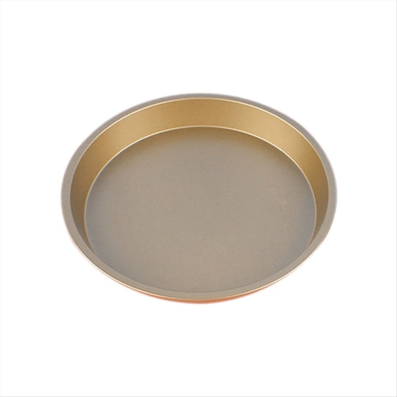 Round Pizza Mould Plate Pizza Pan Deep Tray Carbon Steel Non-Stick Mold Baking Oven Tool Baking Mould Tray 7In Gold