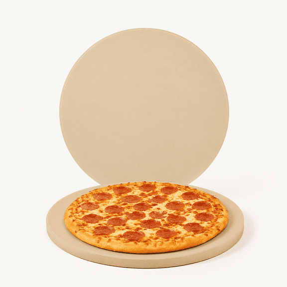 Round Pizza Stone, Heavy Duty Cordierite Bread Baking Stone for Oven and Grill, Thermal Shock Resistant, Ideal for Baking Crisp Crust Pizza, Bread and More, Includes Scraper