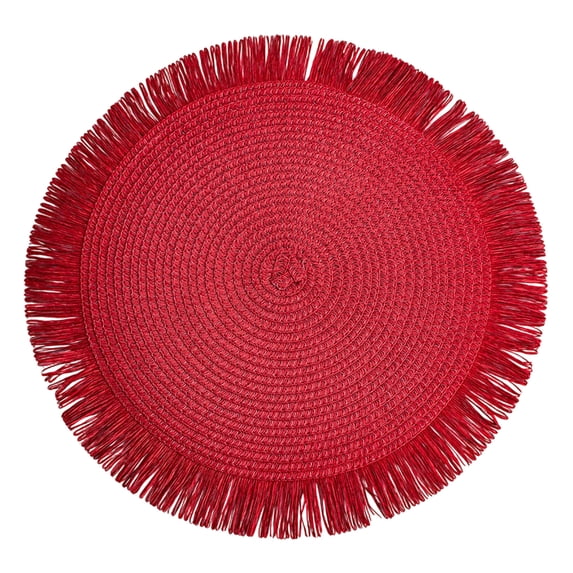 Table Setup Decoration Round Woven Placemat With Fringe Border for Dining Table Place Settings ...