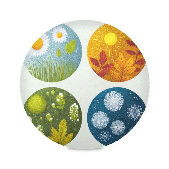 Round Placemat Heat Resistant & Wrinkle-Free Dining Table Decor Placemat For Home & Weddings 4 Vector Seasons
