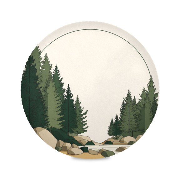 Round Placemat Heat Resistant & Wrinkle-Free Dining Table Decor Placemat For Home & Weddings A Forest Of Pine Trees