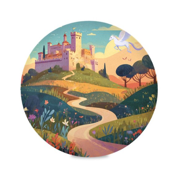 Round Placemat Heat Resistant & Wrinkle-Free Dining Table Decor Placemat For Home & Weddings A Medieval Castle on The Hill