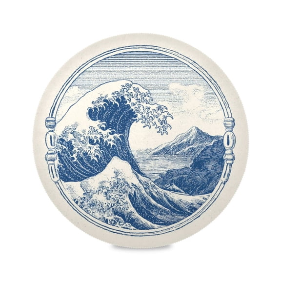 Round Placemat Heat Resistant & Wrinkle-Free Dining Table Decor Placemat For Home & Weddings A Wave Of Engraving Vector