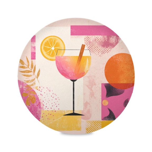 Round Placemat Heat Resistant & Wrinkle-Free Dining Table Decor Placemat For Home & Weddings An Cocktail