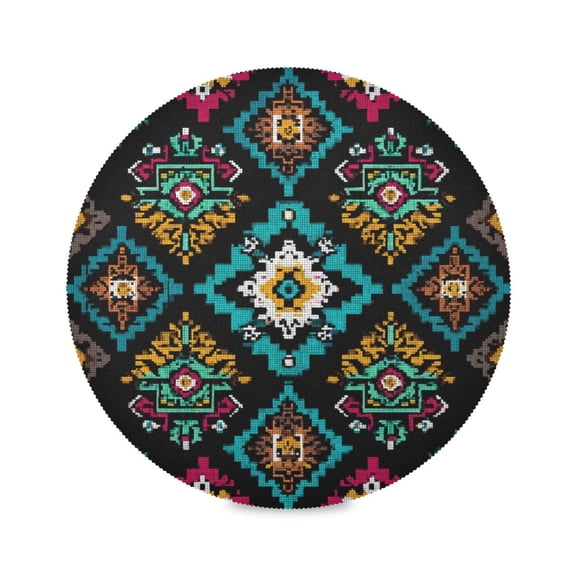 Round Placemat Heat Resistant & Wrinkle-Free Dining Table Decor Placemat For Home & Weddings Aztec-inspired Pattern