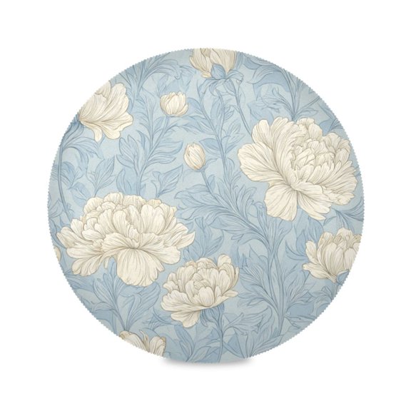 Round Placemat Heat Resistant & Wrinkle-Free Dining Table Decor Placemat For Home & Weddings Beige Floral