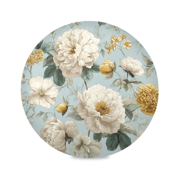 Round Placemat Heat Resistant & Wrinkle-Free Dining Table Decor Placemat For Home & Weddings Beige Pattern