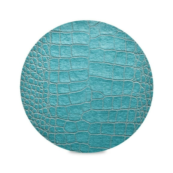 Round Placemat Heat Resistant & Wrinkle-Free Dining Table Decor Placemat For Home & Weddings Blue Crocodile Pattern