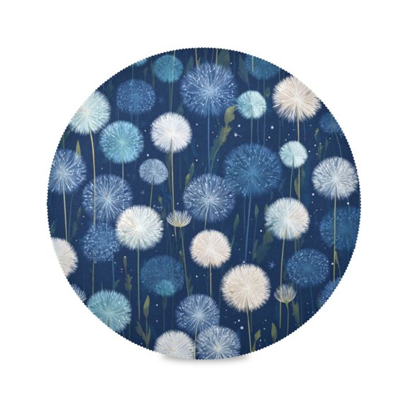 Round Placemat Heat Resistant & Wrinkle-Free Dining Table Decor Placemat For Home & Weddings Blue Dandelion