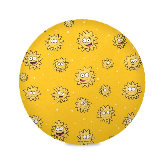 Round Placemat Heat Resistant & Wrinkle-Free Dining Table Decor Placemat For Home & Weddings Cartoon Sun Vector