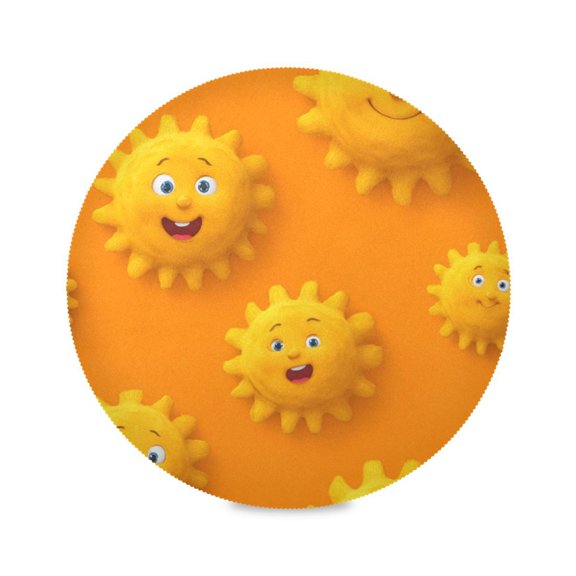 Round Placemat Heat Resistant & Wrinkle-Free Dining Table Decor Placemat For Home & Weddings Cartoon Sun