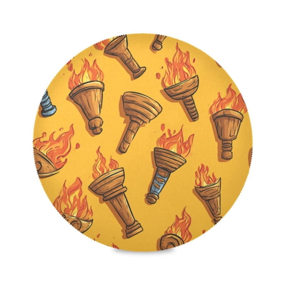Round Placemat Heat Resistant & Wrinkle-Free Dining Table Decor Placemat For Home & Weddings Cartoon Torch