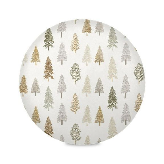 Round Placemat Heat Resistant & Wrinkle-Free Dining Table Decor Placemat For Home & Weddings Christmas Trees in Neutral Tones