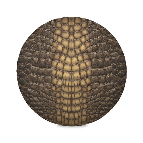 Round Placemat Heat Resistant & Wrinkle-Free Dining Table Decor Placemat For Home & Weddings Crocodile-skin