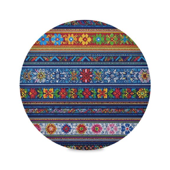 Round Placemat Heat Resistant & Wrinkle-Free Dining Table Decor Placemat For Home & Weddings Cultural Motifs