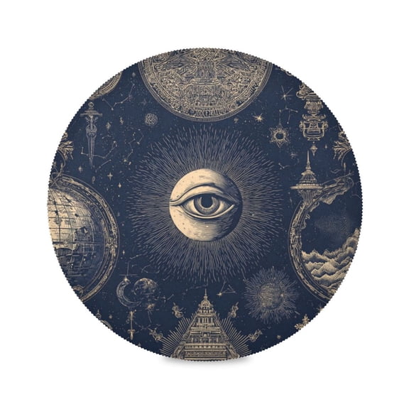 Round Placemat Heat Resistant & Wrinkle-Free Dining Table Decor Placemat For Home & Weddings Esoteric Occult Elements