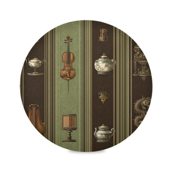 Round Placemat Heat Resistant & Wrinkle-Free Dining Table Decor Placemat For Home & Weddings Featuring An Ornate Border Design