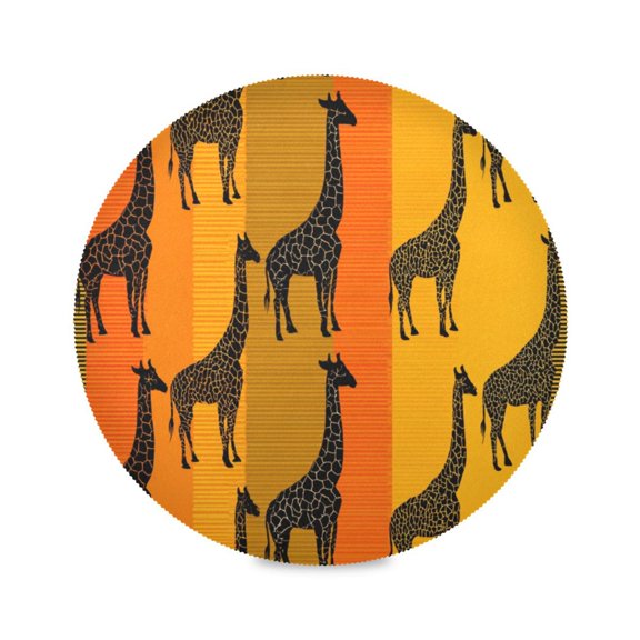 Round Placemat Heat Resistant & Wrinkle-Free Dining Table Decor Placemat For Home & Weddings Giraffe Stripes Vector
