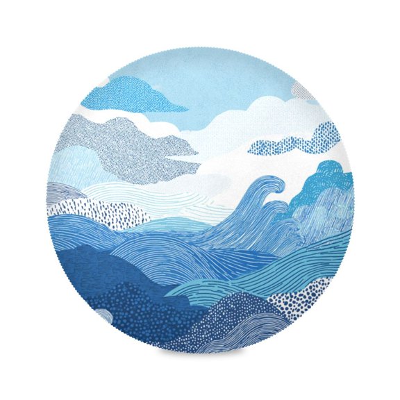 Round Placemat Heat Resistant & Wrinkle-Free Dining Table Decor Placemat For Home & Weddings Hand Drawn Doodle Pattern