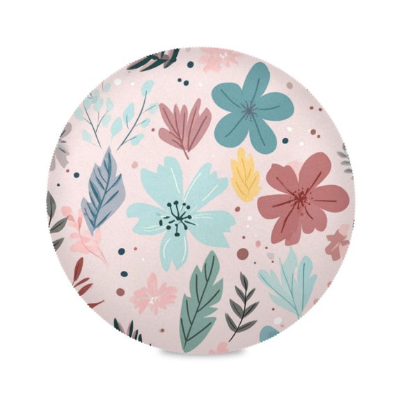 Round Placemat Heat Resistant & Wrinkle-Free Dining Table Decor Placemat For Home & Weddings Hand-drawn Cute Cartoon Floral