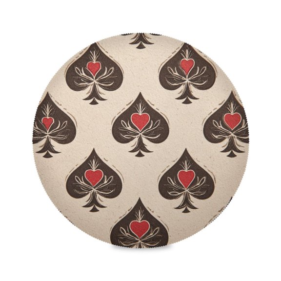 Round Placemat Heat Resistant & Wrinkle-Free Dining Table Decor Placemat For Home & Weddings Hearts and Spades