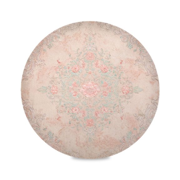Round Placemat Heat Resistant & Wrinkle-Free Dining Table Decor Placemat For Home & Weddings Intricate Border Design