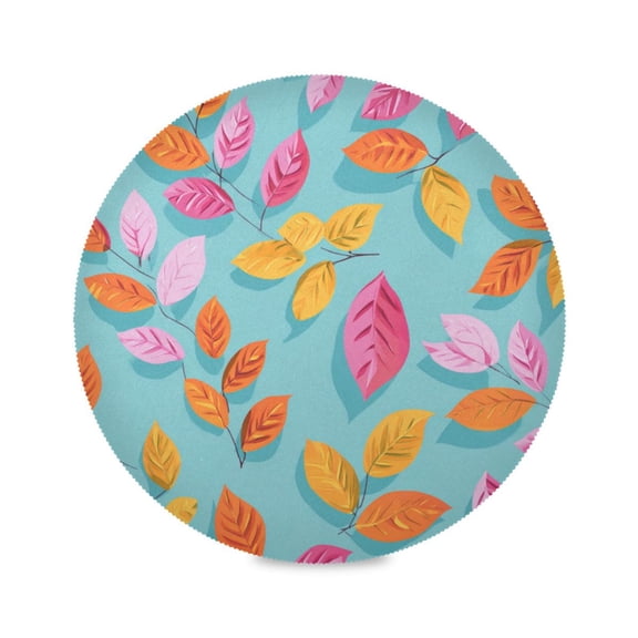 Round Placemat Heat Resistant & Wrinkle-Free Dining Table Decor Placemat For Home & Weddings Leafs Vector Illustration