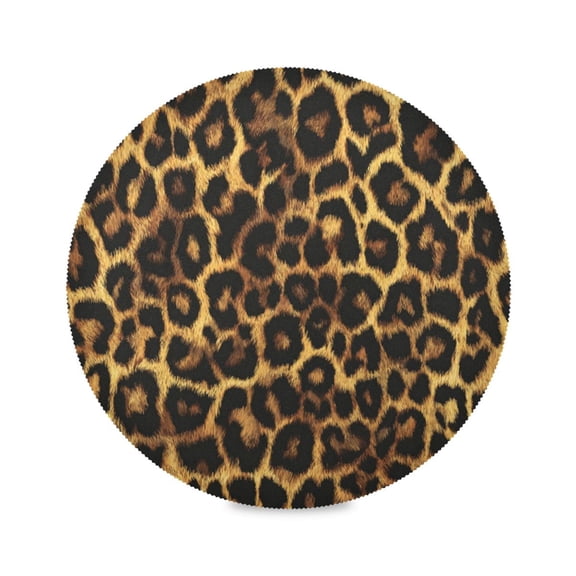 Round Placemat Heat Resistant & Wrinkle-Free Dining Table Decor Placemat For Home & Weddings Leopard Print Tile