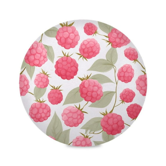 Round Placemat Heat Resistant & Wrinkle-Free Dining Table Decor Placemat For Home & Weddings Raspberry Pattern