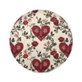 thumbnail image 1 of Round Placemat Heat Resistant & Wrinkle-Free Dining Table Decor Placemat For Home & Weddings Red Embroidery, 1 of 7