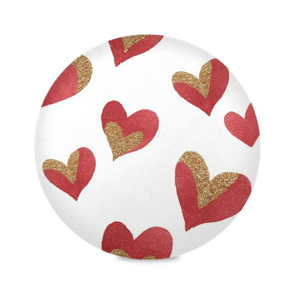 Round Placemat Heat Resistant & Wrinkle-Free Dining Table Decor Placemat For Home & Weddings Red Hearts