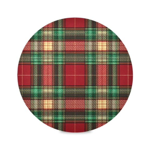 Round Placemat Heat Resistant & Wrinkle-Free Dining Table Decor Placemat For Home & Weddings Scottish Tartan Plaid Pattern
