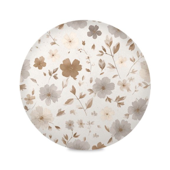 Round Placemat Heat Resistant & Wrinkle-Free Dining Table Decor Placemat For Home & Weddings Small Flowers and Leaves